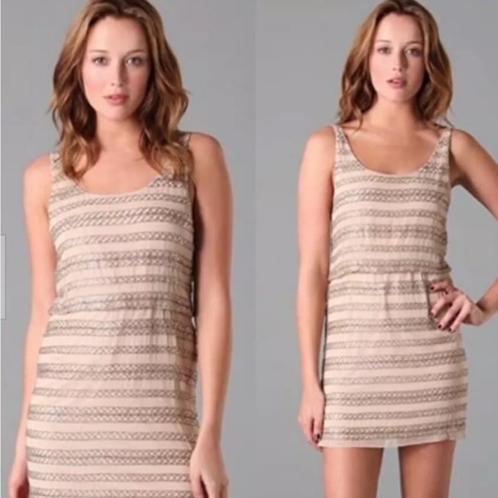 Alice & Olivia nude beaded gabby dress size 4